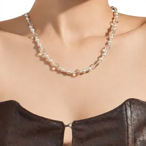 Mili Irregular Pearl Necklace French style Light luxury Sweater Chain Niche Minimalist High end Womens Accessory