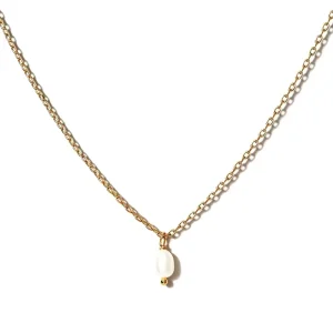 Milskye Fashion Women Simple 925 Sterling Silver 18K Gold Pearl Pendant Necklace