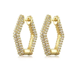 Milskye Jewelry Fashion Top Quality Medium Pave CZ Hexagon Earrings