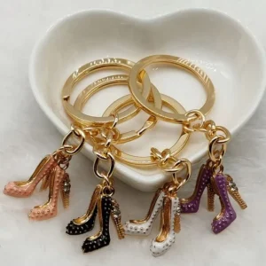 Mini 3D Metal Simulation High Heel Shoes Key Chains Women Bag Phone Shoes Keychain Pendant Bag Accessories Charm