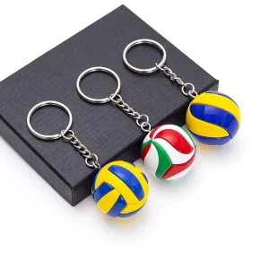 Mini 3D Volleyball Leather Rubber Keychain Promotional Gift Sports Ball Key Chain Keyring Bag Car Pendant Keychain