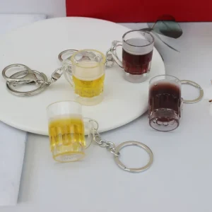 Mini Beer Mug Acrylic Keychain Novelty Drink Charm for Party Favors Bar Gifts