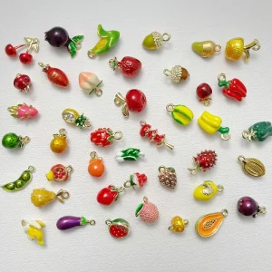 Mini DIY Handmade Earrings Cute Stereo Simulation Fruit Vegetable Alloy Pendants Children’s Fashion Pendants Charms For Mobile