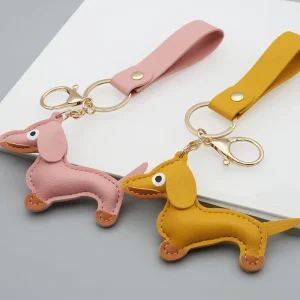 Mini Dachshund Bag Charm Cross-Border PU Puppy Car Keychain Cute Modern Minimalist Pendant Wuzhou Guangxi