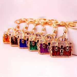 Mini Rhinestone Handbag Keychain for Women Girls Decorative Accessories