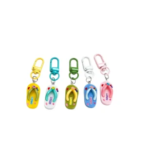 Mini Slipper Keychain Custom Logo Resin Flip Flops Charms Summer Beach Gift Bag Car Key Pendant