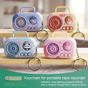 Mini Voice Changer Recorder Keychain Cartoon Bag Charm Creative Pendant Fun Kids Toy