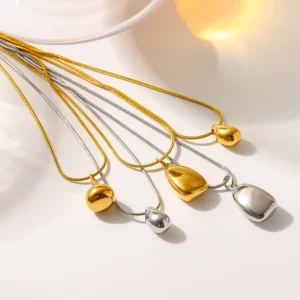 Minimalist 18K Gold Plated Stainless Steel Water Drop Pendant Collarbone Necklace Jewelry for Women