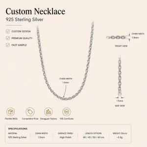 Minimalist 925 Sterling Silver Chain Necklace Mens Link Chain Necklace Fine Jewelry Daily Wear Gift