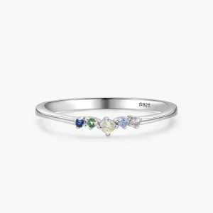 Minimalist 925 Sterling Silver Fashion Rainbow CZ Stackable Ring For Women Simulated Diamond Valentine’s Day Fine Jewelry