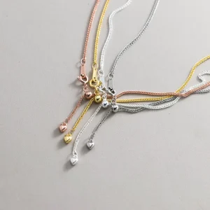 Minimalist Adjustable Chain Choker Necklace Rose Gold Plated 925 Sterling Silver for Women