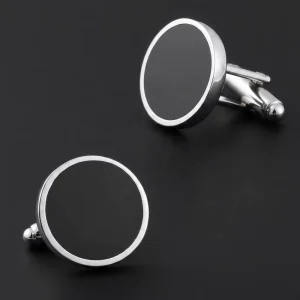 Minimalist Black Enamel Cufflinks for Men Women Zinc Alloy for Prom Nights Sports Watch Parties Charity Galas
