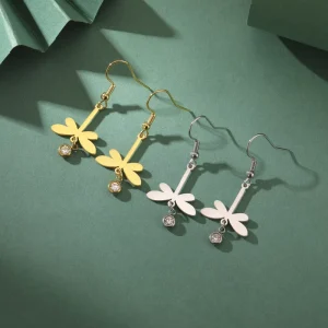 Minimalist Cut Dragonfly Insect Animal Earrings Stainless Steel Dangle Earrings Birthday Gifts
