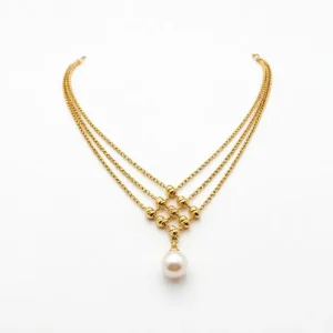 Minimalist Design 14K Gold Filled Necklace High Quality Natural Round Freshwater Pearl Trendy Elegant Fashion Jewelry for Women