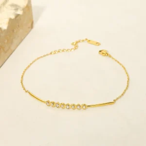 Minimalist Diamond Zircon Charm Bracelet 18k Gold plated Stainless Steel Trendy Bracelets Women’s Jewelry for Wedding & Party