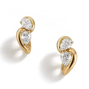 Minimalist Fashion Jewelry Hypoallergenic Brass 14K 18K Gold Plated Elegant Pear CZ Solitaire Huggie Earring for Women