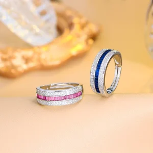 Minimalist Fashion Rings for Women Blue Cubic Zirconia Popular Adjustable Finger Rings Quality Party Costume Accessories Jewelry