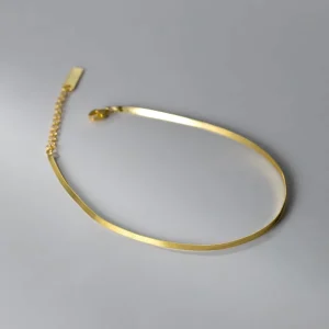 Minimalist Foot Jewellery Gold Plated 925 Sterling Silver Flat Snake Chain Anklets Fashion Jewelry for Women