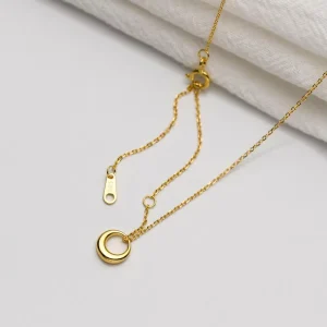 Minimalist Geometric Round Circle Pendant 18K Gold Plated 925 Sterling Silver Necklaces Fashion Jewelry for Women