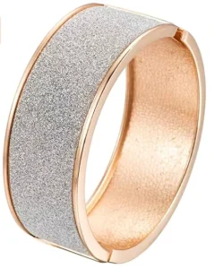 Minimalist Glitter Sand Bangle Zinc Alloy Rose Gold Plated Wide Cuff Bracelet Women Elegant Daily Fashion Accessory