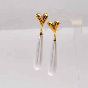 Minimalist Gold Earrings for Women Stainless Steel Heart Imitation Water Drop Pearl Dainty Daily Fashion Ear Jewelry Accessories