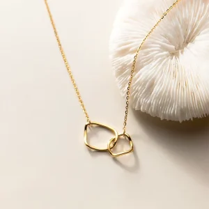 Minimalist Irregular Interlocking Round Pendant Gold Plated Chain 925 Sterling Silver Necklaces Fashion Jewelry for Women