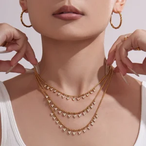 Minimalist Luxury Jewelry Women Chain Multiple Tiny Heart Necklace Exquisite Numerous Adjustable Unique Zircon Pendent
