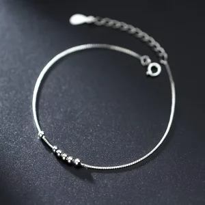 Minimalist Mini Round Ball Bead Bracelet 925 Sterling Silver Charm Bracelet Women Fashion Jewelry