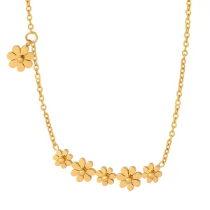 Minimalist Personalized High-end Niche Design Versatile Titanium Steel Gold-plated Flower Pendant Necklace Accessories