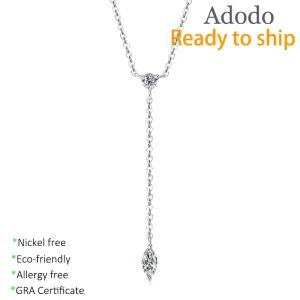 Minimalist S925 Sterling Silver Gold Plated Claw Set 0.4CT VVS GRA Moissanite Y Shape Chain Necklace for Women