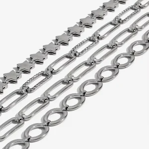 Minimalist Silver Color Stainless Steel Chain Bracelet Daily Wearing Fashion Jewelry
