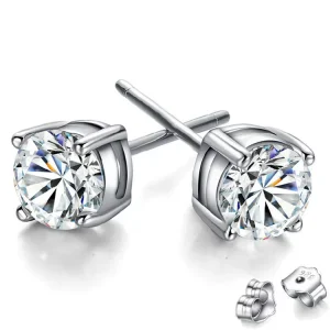 Minimalist Silver Plating Women Crystal Zircon Cubic Zirconia Stud Earring Jewelry