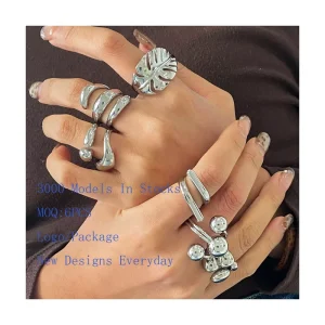 Minimalist Stainless Steel Women Rings Polished Spring Shape Triple Rings Fashion Jewelry