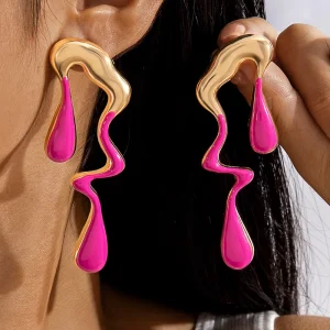 Minimalist Unique Liquid Geometric Irregular Women Big Chunky Long Earring Wave Line Women Statement Fashion Ear Accessories