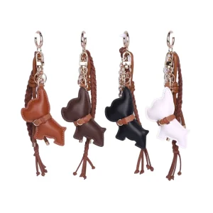 Miu Series French Bulldog Puppy Leather Metal Keychain Bag Charm Cute and Exquisite Ins Style Versatile Vintage Fashion Design