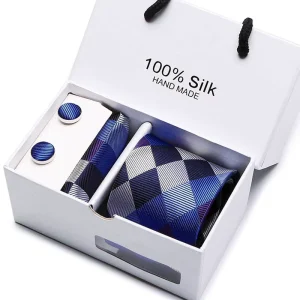 Mix Colors Tie Pocket Squares Cufflink Set Necktie Box Men Wedding Accessories