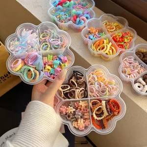 Mix Cute Candy Color Elastic Rubber Bands Rope Hair Ties Claw Accessories Set for Kids Baby Girl Girl Sweet Accessories Gift Box