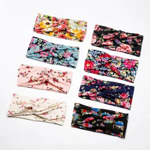 Mixed Boho Headband Women Hairband Print Cotton Knot Headbands for Lady Fashion Accessories Cotton Flower Hairbands