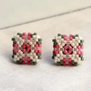 Miyuki Beads Bohemian Ethnic Style Geometric Square Handmade Woven Stud Earrings