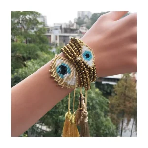 Miyuki Seed Beads Bohemian Evil Eye Stretch Bracelets Women’s Jewelry Set for Wedding and Party Gifts
