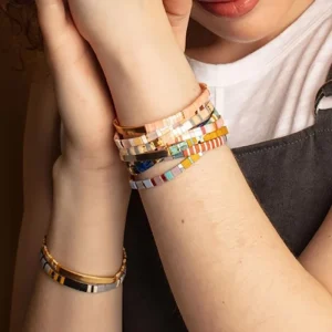 Miyuki Tila Beaded Stretch Bracelet for Women Colorful Boho Jewelry Multi Layer Fashion Trendy Women’s Bracelet