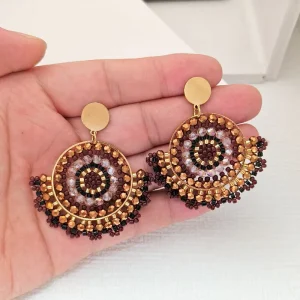 Modern Bohemian Trendy Drop Earrings Women’s Fashion Multi-Color Crystal Jewelry Handwoven Geometric Design