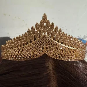 Modern Design Wedding Crowns Wreaths Tiaras Crystal Hair Accessories Gold Bride Rhinestone Queen Pageant Crown