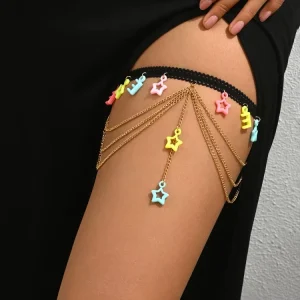 Modern Simple Design DCP Color Palette Gold Plated Luxury Thigh Chain Streetwear Fashion Women Trendy Body Engagement Gift