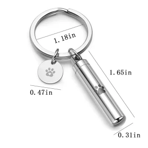 Modern Style Stainless Steel Eco friendly Pet Casket & Urn Memorial Keychain Charms Pet Cremation Pendant Accessories For Dogs