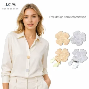 Modern Zinc Alloy Electroplated Flower Shaped Brooch Cufflinks Seamless No Sewing Required Firm Grip Closure for Formalwear