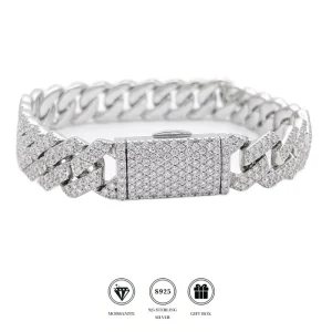 Moissanite Cuban Link Bracelet S925 Silver 8-16mm Iced Out Valentine’s Day Hip Hop Gift for Men
