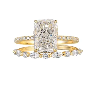 Moissanite Engagement Ring Set S925 Sterling Silver Full Paved Fine Rings Fashion Jewelry for Women