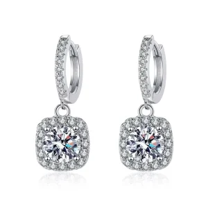 Moissanite Stud Earrings Iron Women’s Classic Square Fashion Light Luxury