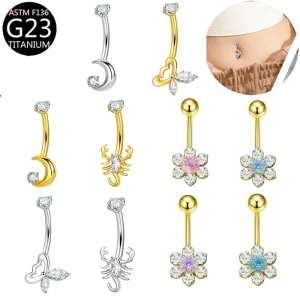 Moon Butterfly Zircon Piercing Navel Ring Fashion Body Jewelry